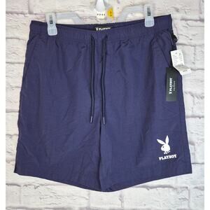 NWT Playboy x PacSun Men's Swim Trunks Shorts Navy Blue Medium Nylon Boardshorts